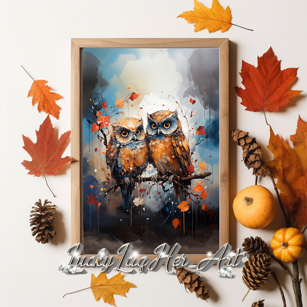 Autumn Owls Wall Art v1