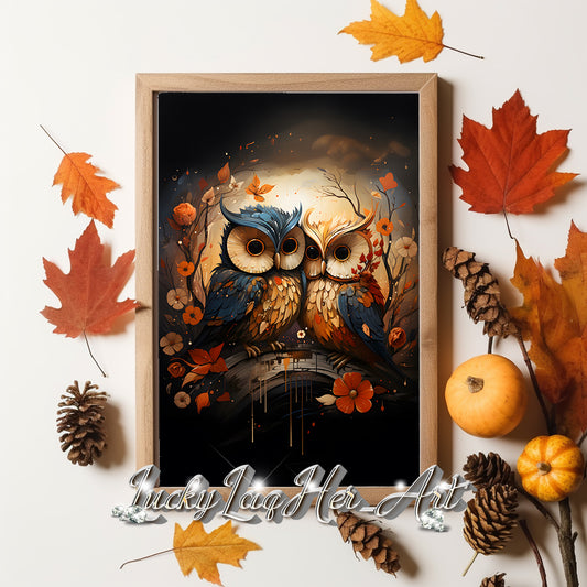 Autumn Owls Wall Art v2