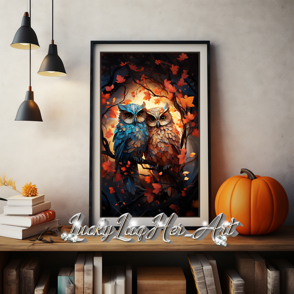 Autumn Owls Wall Art v3