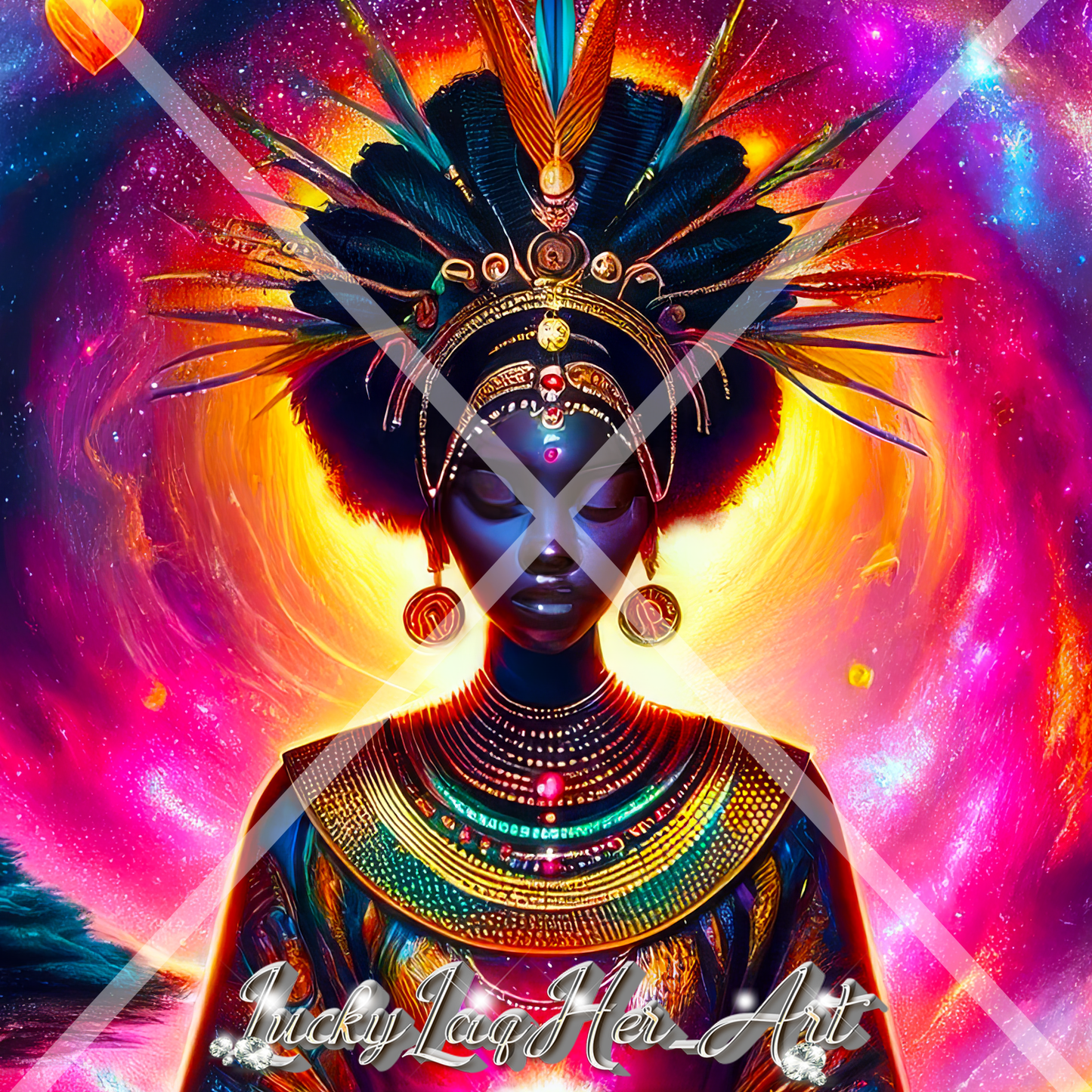 Celestial Majesty: Afro-Futurism Inspiration Wall Art - v2