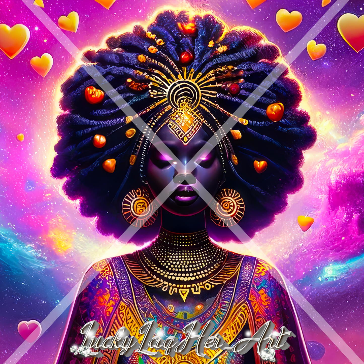 Celestial Majesty: Afro-Futurism Inspiration Wall Art - v3