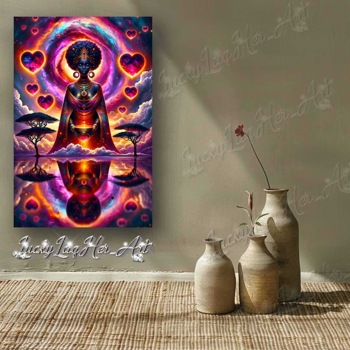 Celestial Majesty: Afro-Futurism Inspiration Wall Art - v4