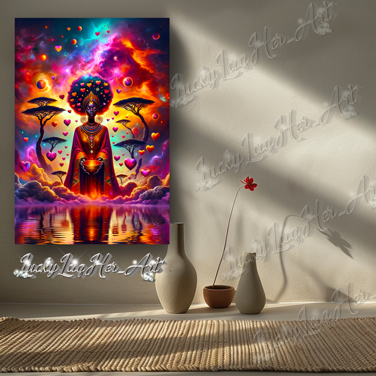 Celestial Majesty: Afro-Futurism Inspiration Wall Art - v5