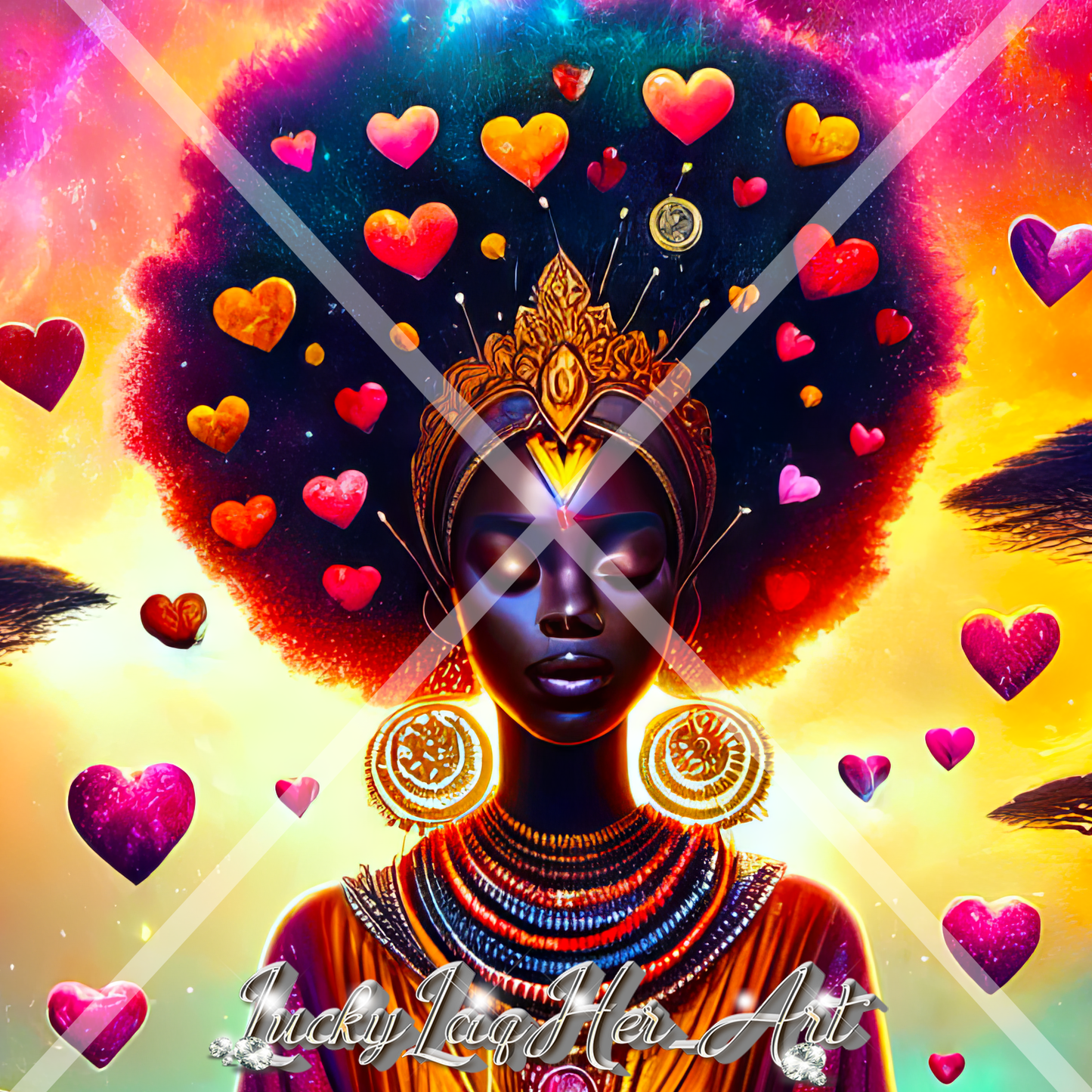 Celestial Majesty: Afro-Futurism Inspiration Wall Art - v5