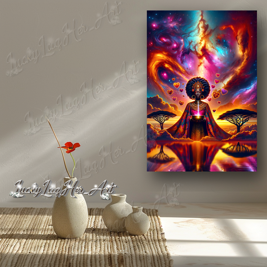 Celestial Majesty: Afro-Futurism Inspiration Wall Art - v6