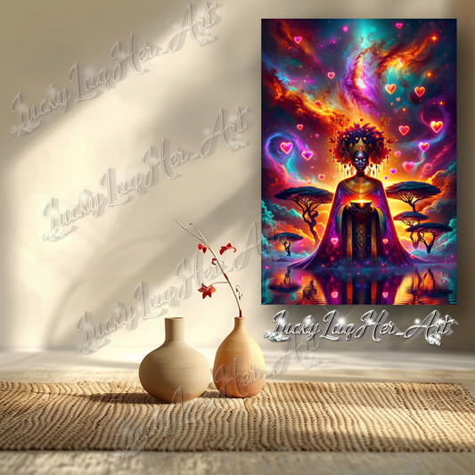 Celestial Majesty: Afro-Futurism Inspiration Wall Art - v7