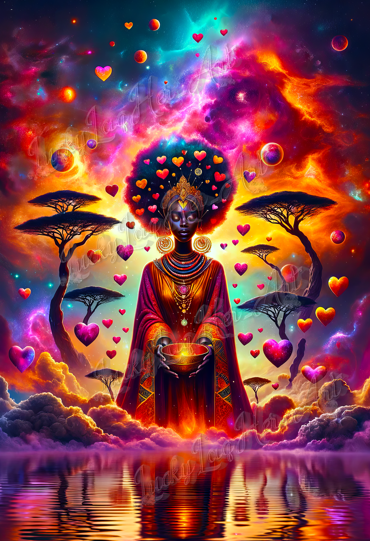 Celestial Majesty: Afro-Futurism Inspiration Wall Art - v5