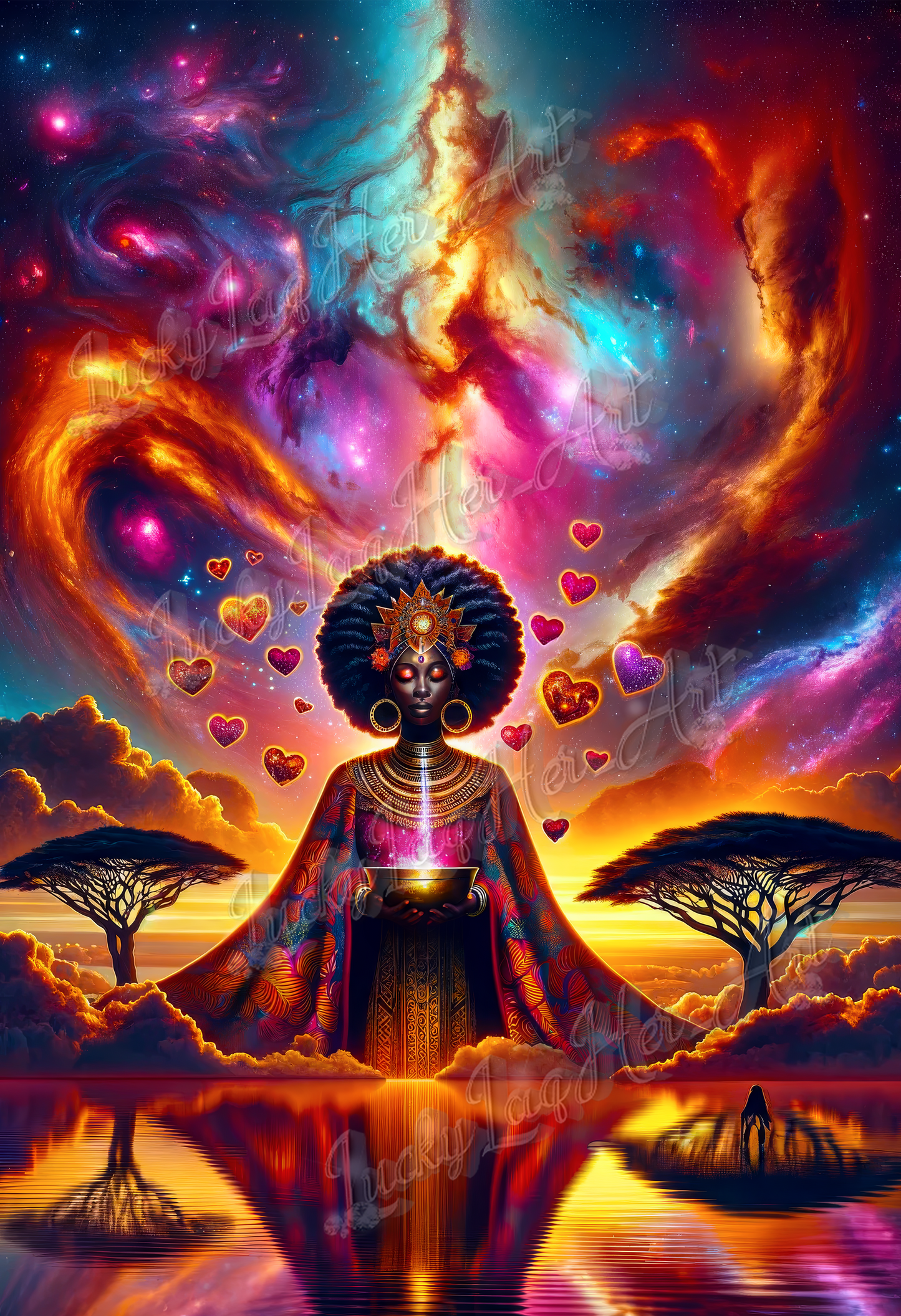 Celestial Majesty: Afro-Futurism Inspiration Wall Art - v6