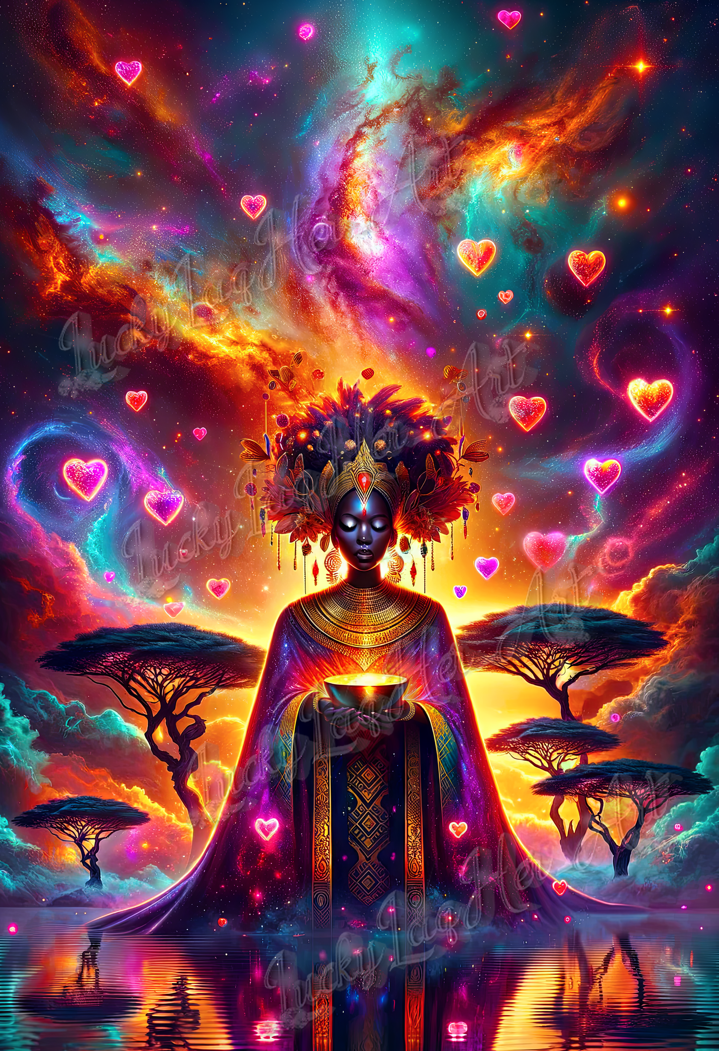 Celestial Majesty: Afro-Futurism Inspiration Wall Art - v7