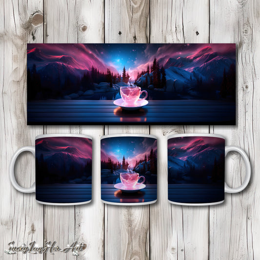 Cosmic Coffee Cups Mug Wrap v4 - 11oz