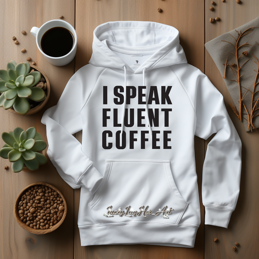 I Speak Fluent Coffee - White - Hoodie