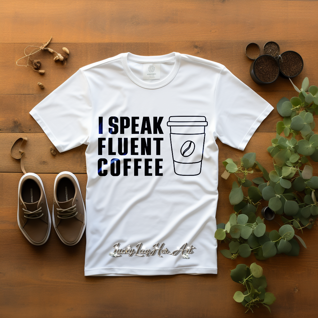 I Speak Fluent Coffee Lg Cup - Black - TShirt