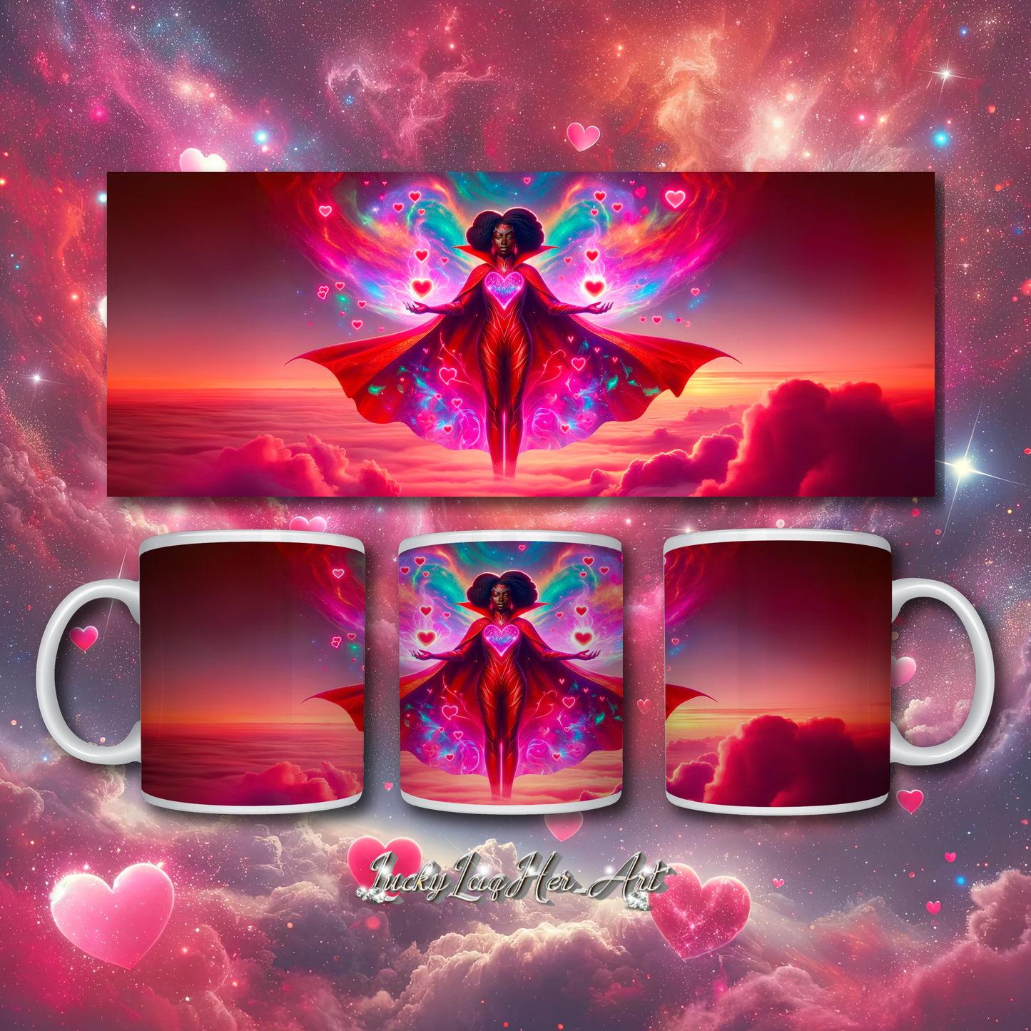 Heartstring Archer - Cosmic Love Cupid Coffee Mug - v10 - 11oz