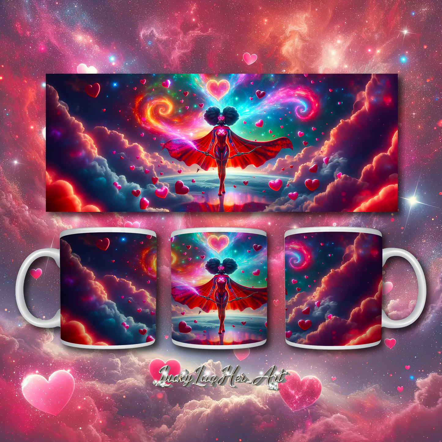 Heartstring Archer - Cosmic Love Cupid Coffee Mug - v1 - 11oz