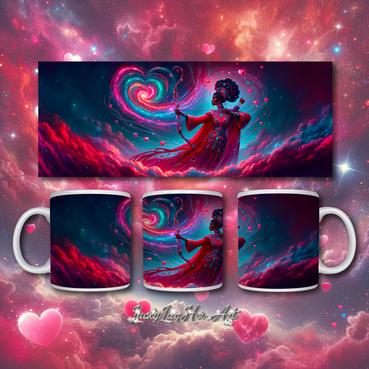 Heartstring Archer - Cosmic Love Cupid Coffee Mug - v4 - 11oz