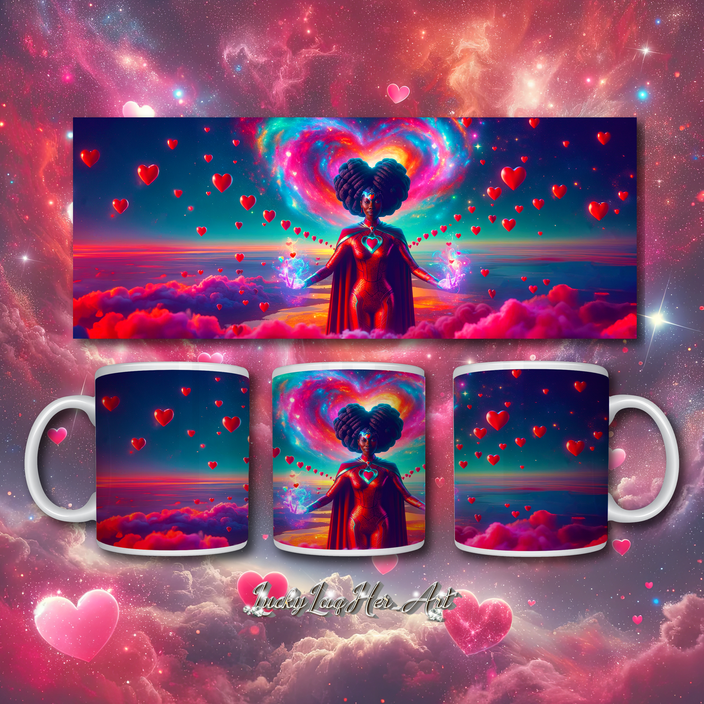 Heartstring Archer - Cosmic Love Cupid Coffee Mug - v7 - 11oz