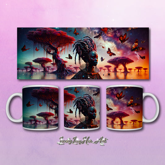 Mystic Moth Empress Mug: Sip in the Essence of Fantasy - v4 - 11oz