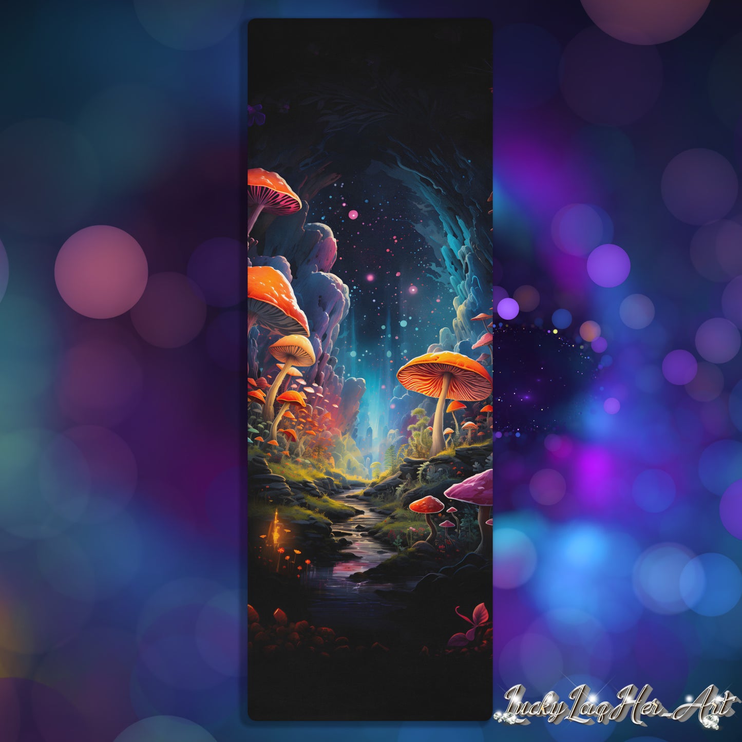 Galaxy Mushroom Yoga Mat v1 - Vertical