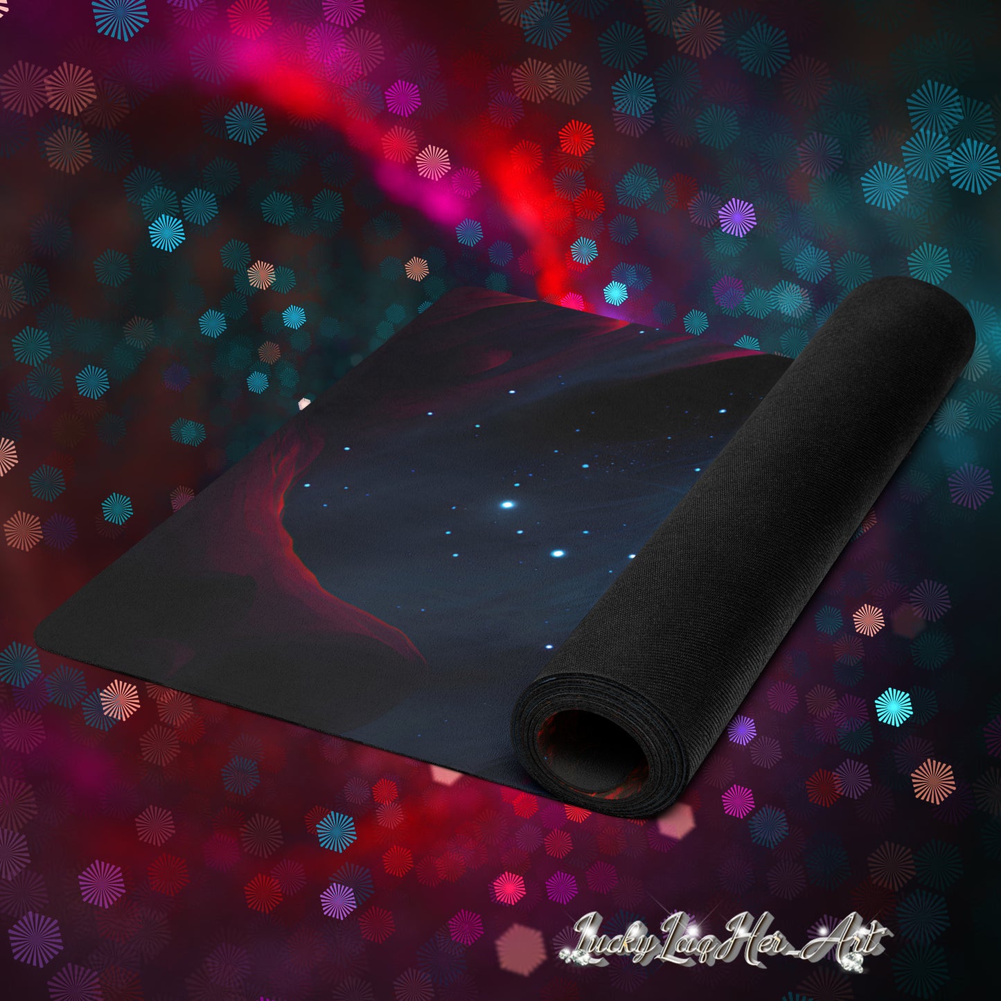 Galaxy Mushrooms Yoga Mat v2 - Vertical