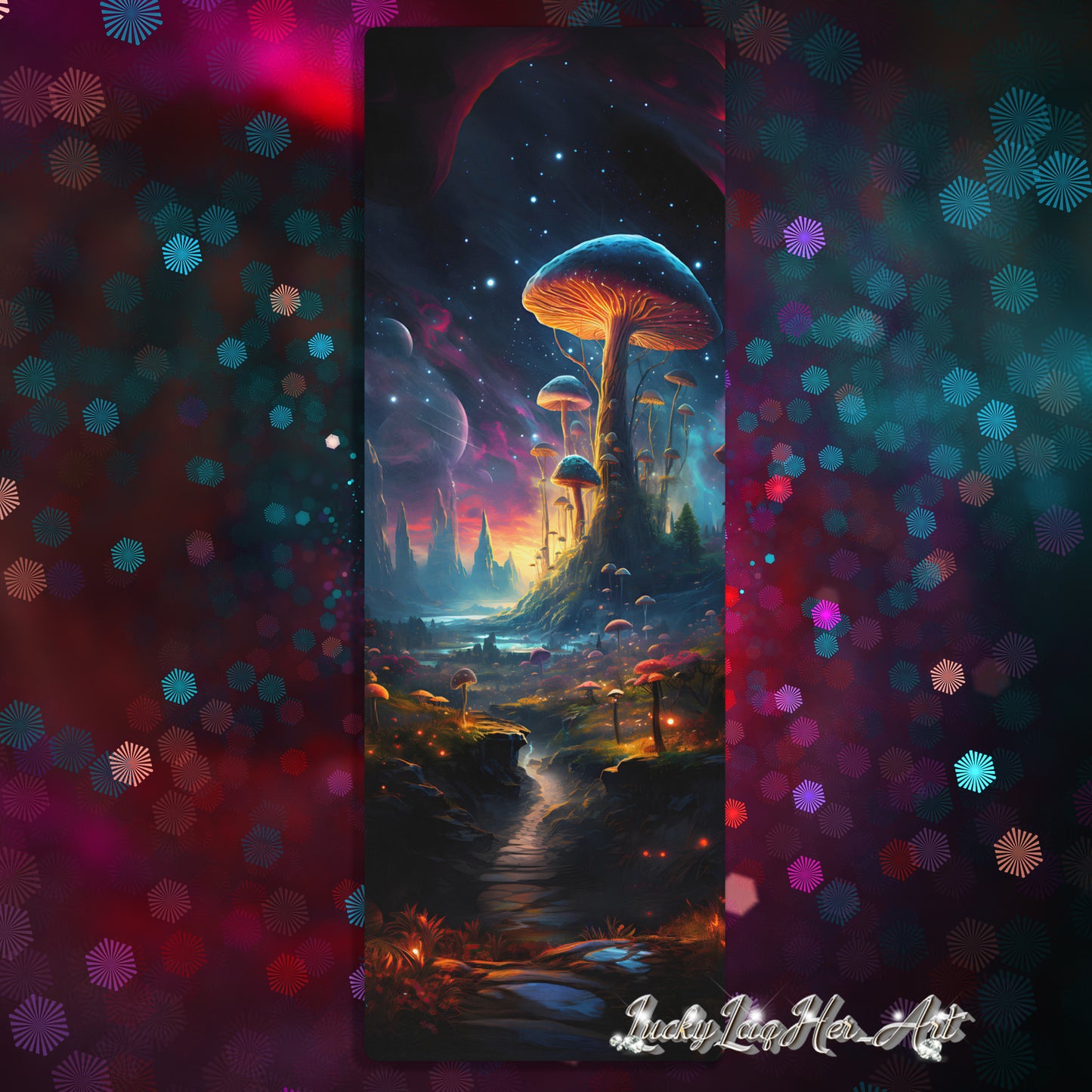 Galaxy Mushrooms Yoga Mat v2 - Vertical