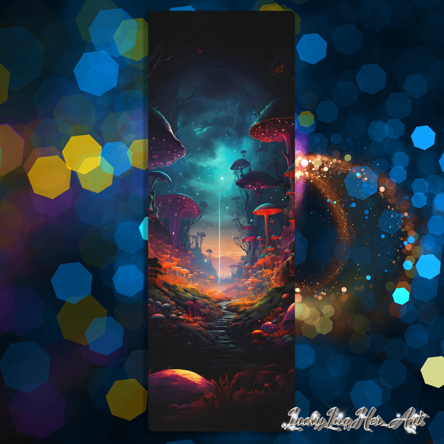 Galaxy Mushrooms Yoga Mat v3 - Vertical