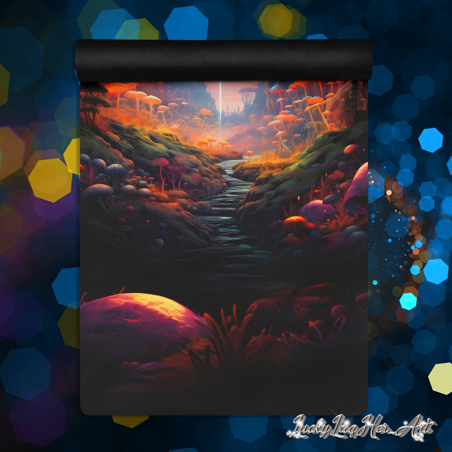 Galaxy Mushrooms Yoga Mat v3 - Vertical