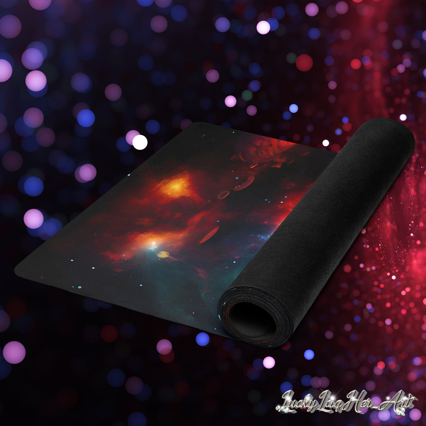 Galaxy Mushrooms Yoga Mat v4 - Vertical