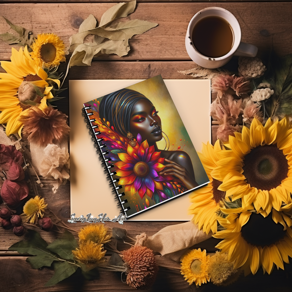 Vibrant Sunflower Goddess: African Beauty & Blooms Journal v1