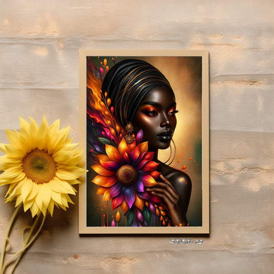 Vibrant Sunflower Goddess Wall Art Print - Floral Beauty Decor