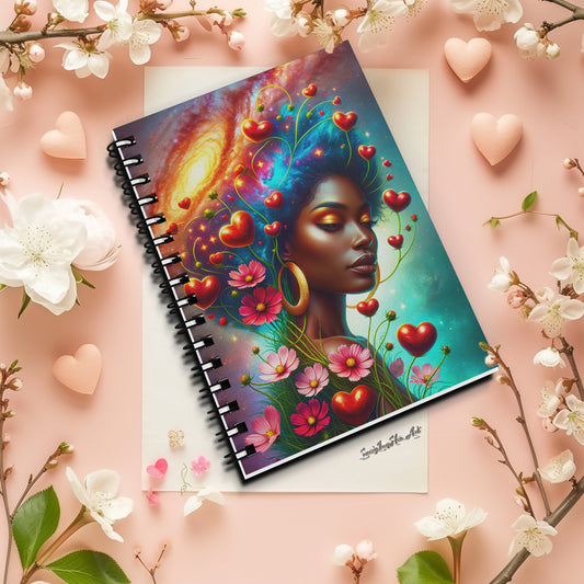 Universe's Love Blossom: African Beauty and Space Floral Fusion – Decorative Journal - v2