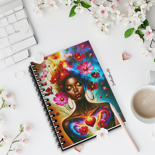 Universe's Love Blossom: African Beauty and Space Floral Fusion – Decorative Journal - v4