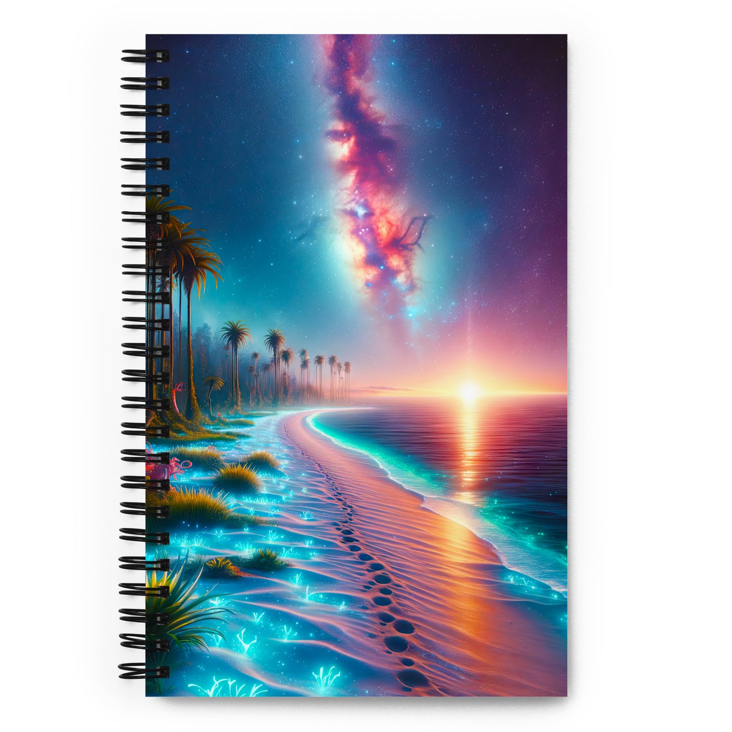 Serene Alien Beach v1 Spiral Journal - Unique Sci-Fi Fantasy Notebook