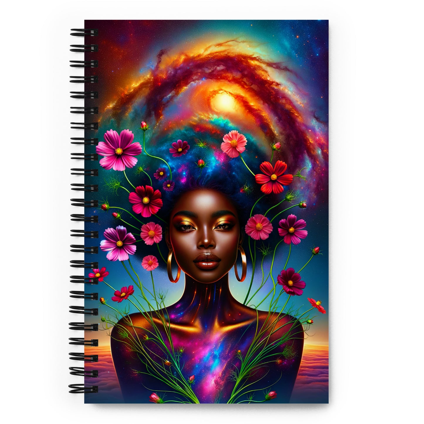 Universe's Love Blossom: African Beauty and Space Floral Fusion – Decorative Journal - v1