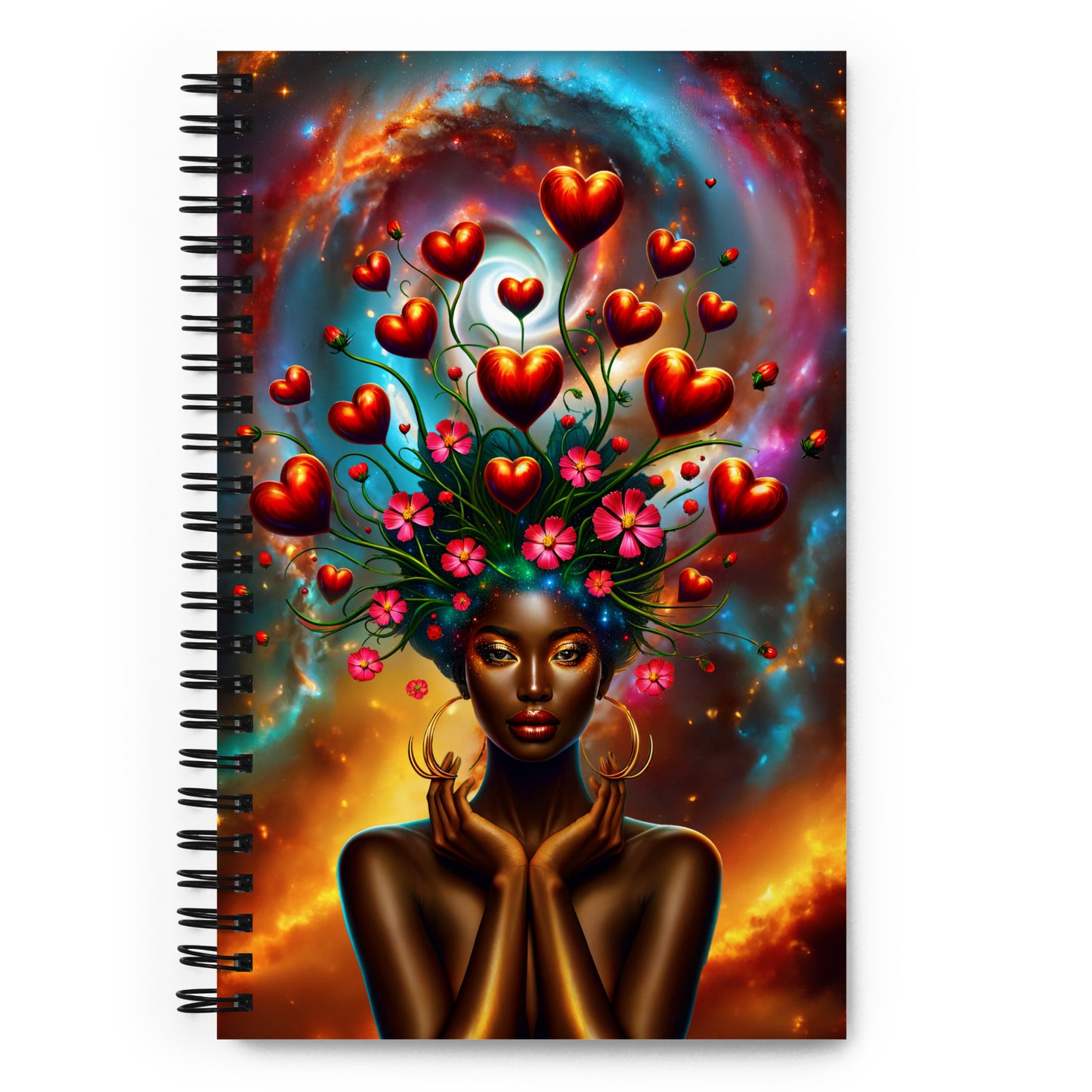 Universe's Love Blossom: African Beauty and Space Floral Fusion – Decorative Journal -v3