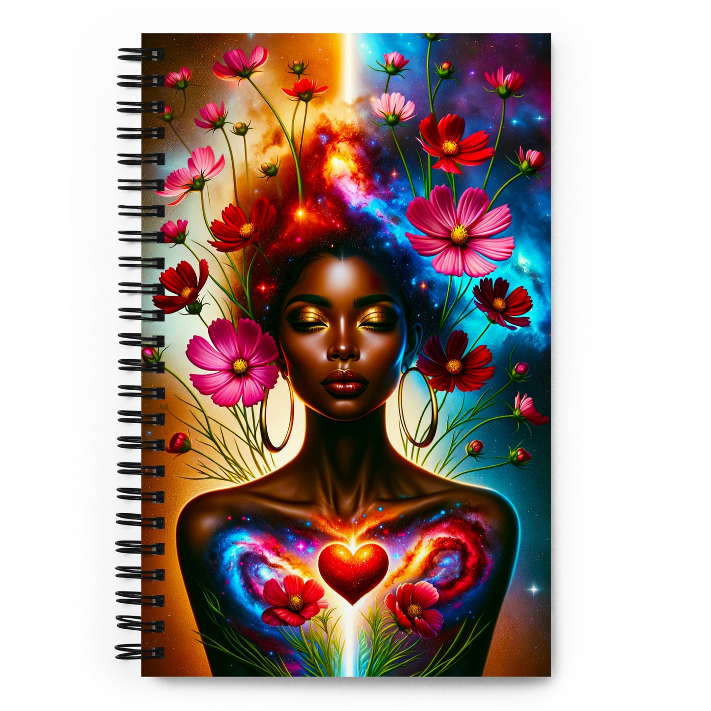 Universe's Love Blossom: African Beauty and Space Floral Fusion – Decorative Journal - v4