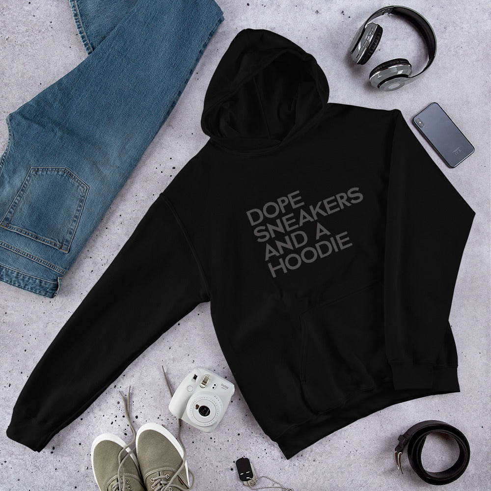 Sneaks and Hoodie - Black Text Gildan