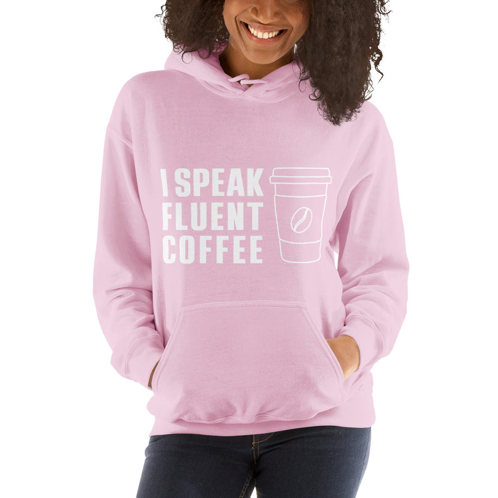 I Speak Fluent Coffee Lg Cup - White - Hoodie