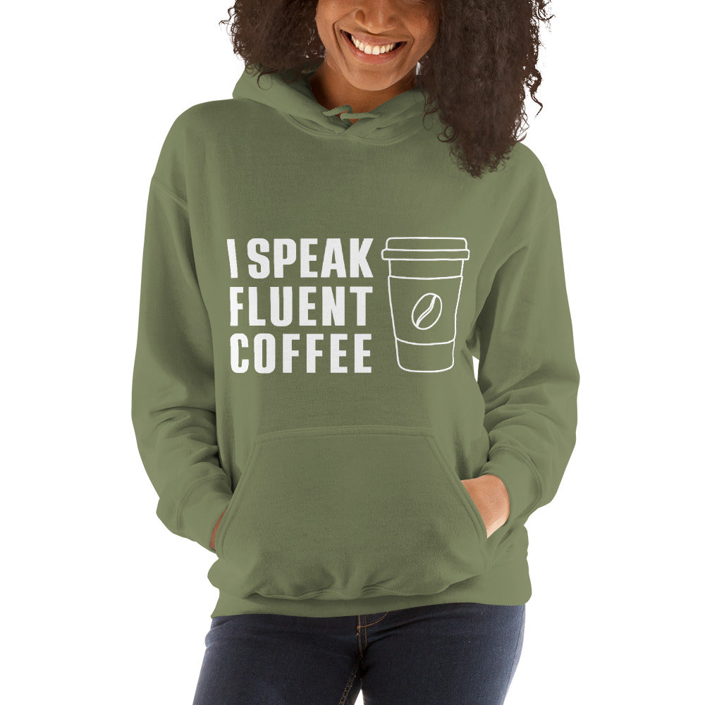 I Speak Fluent Coffee Lg Cup - White - Hoodie