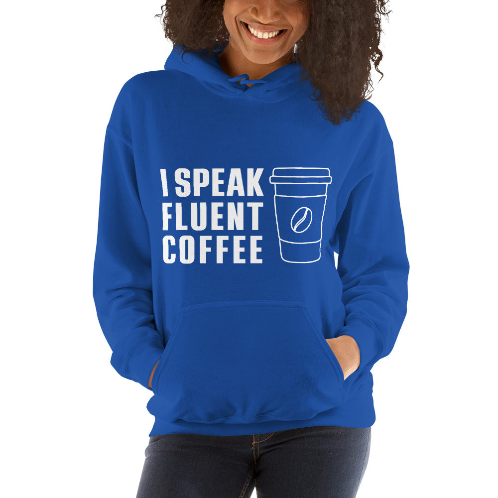 I Speak Fluent Coffee Lg Cup - White - Hoodie