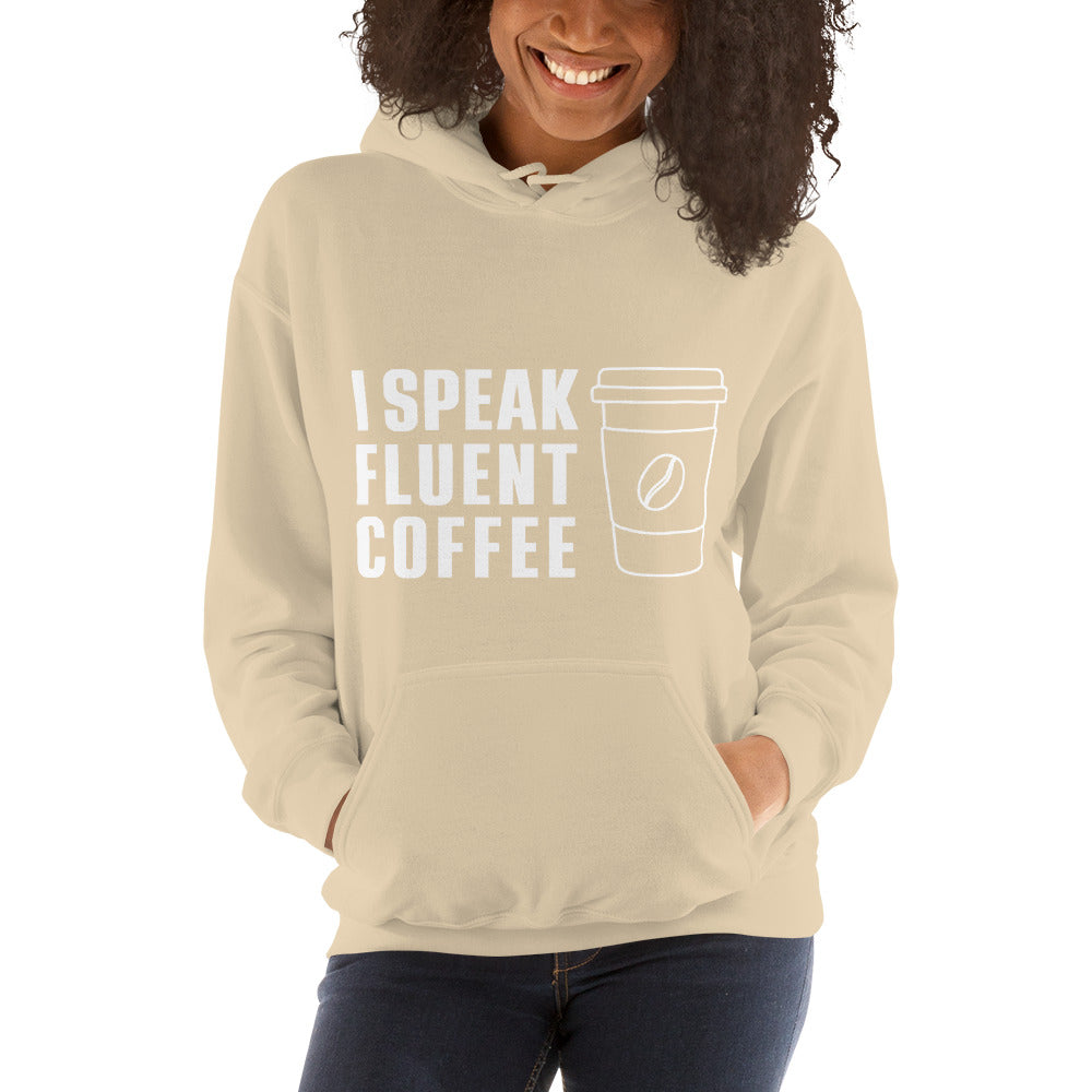 I Speak Fluent Coffee Lg Cup - White - Hoodie