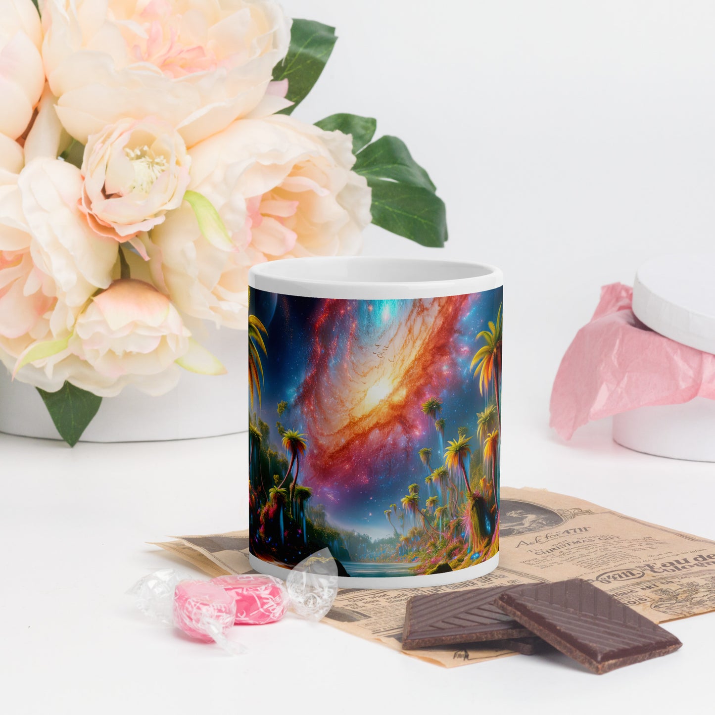 Serene Alien Beach v2 Mug Wrap 11oz - Unique Space-Themed Artistic Mugs