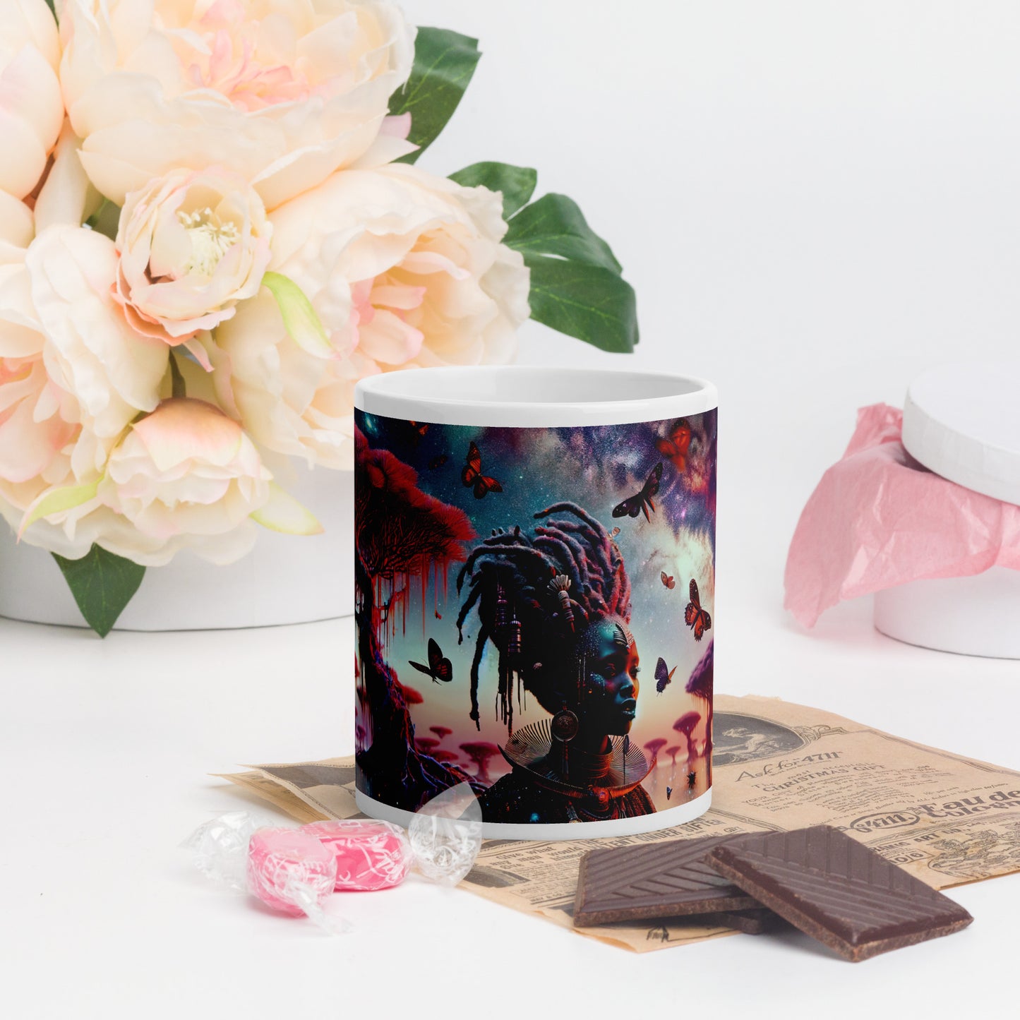 Mystic Moth Empress Mug: Sip in the Essence of Fantasy - v4 - 11oz