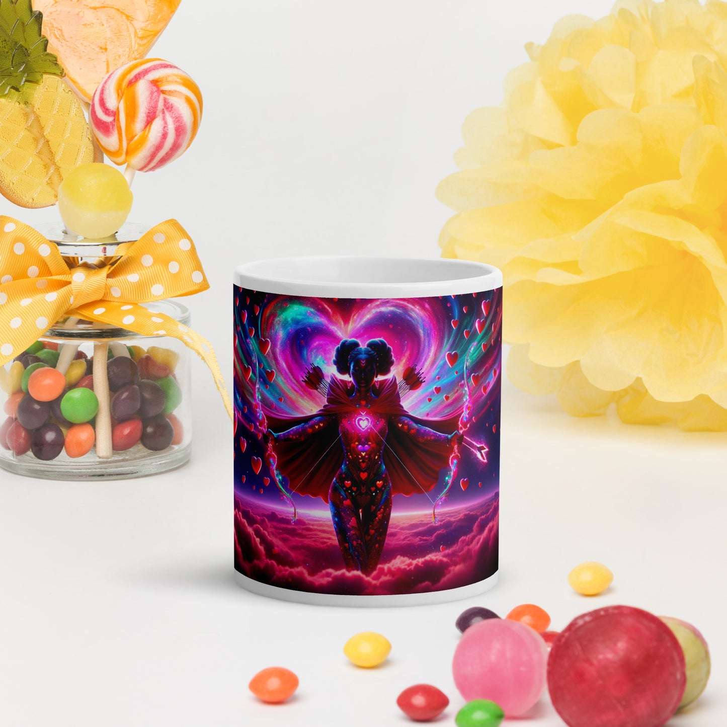 Heartstring Archer - Cosmic Love Cupid Coffee Mug - v8 - 11oz