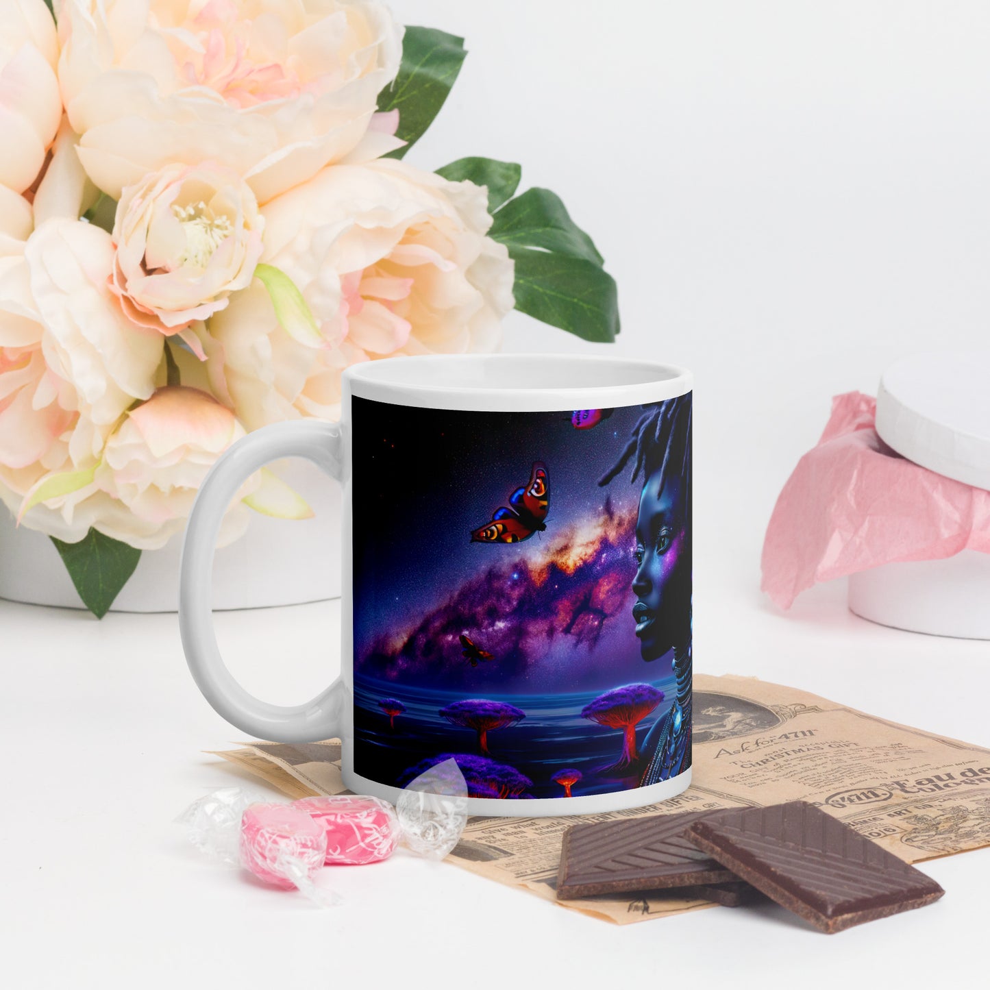 Mystic Moth Empress Mug: Sip in the Essence of Fantasy - v3 - 11oz