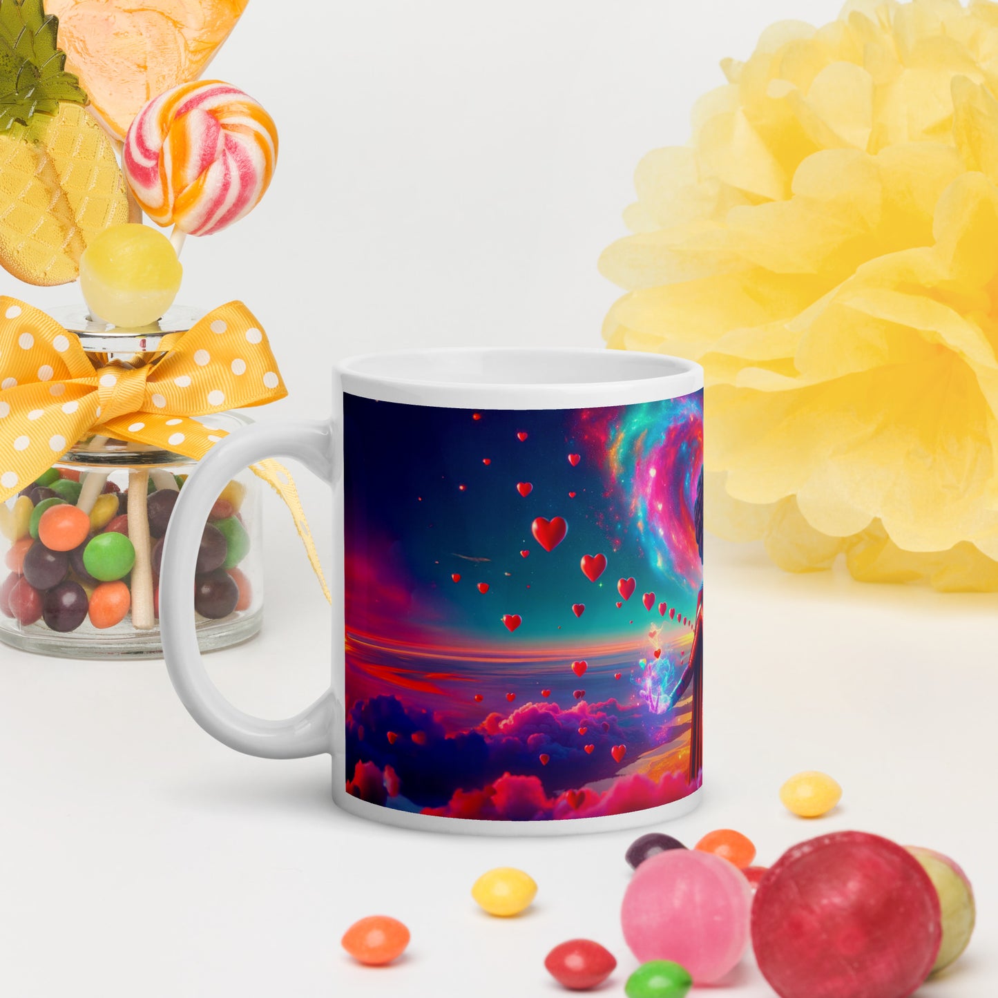 Heartstring Archer - Cosmic Love Cupid Coffee Mug - v7 - 11oz