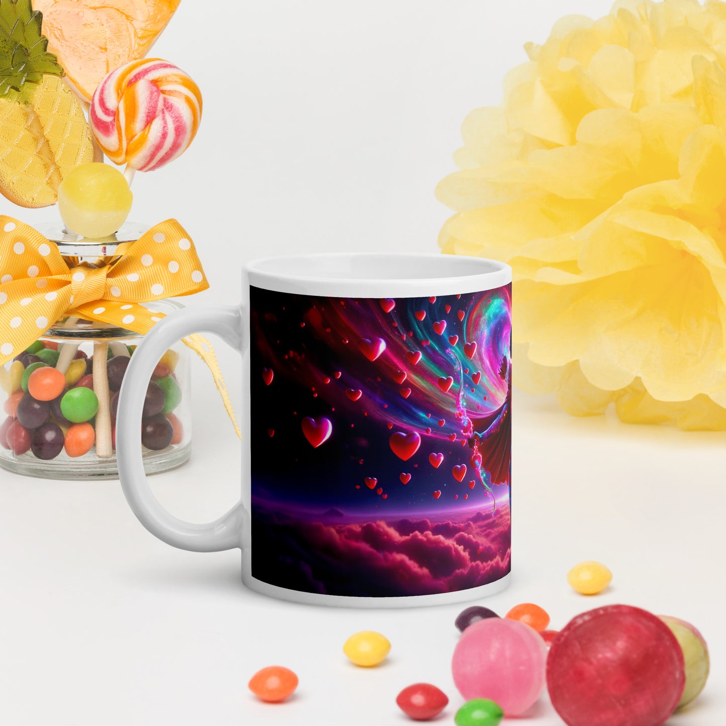 Heartstring Archer - Cosmic Love Cupid Coffee Mug - v8 - 11oz