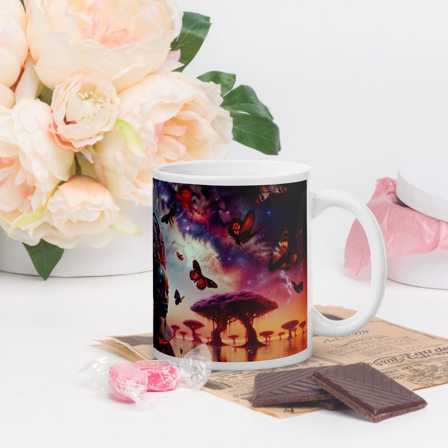 Mystic Moth Empress Mug: Sip in the Essence of Fantasy - v4 - 11oz