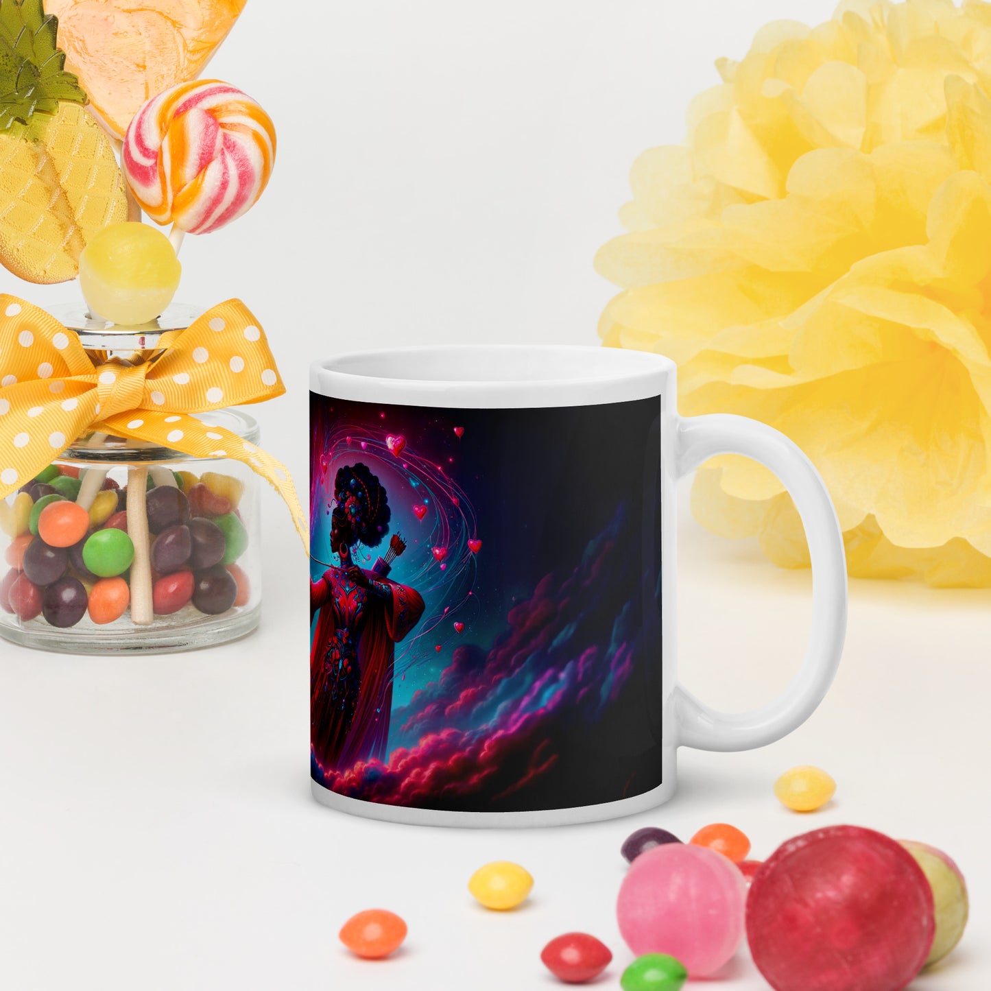 Heartstring Archer - Cosmic Love Cupid Coffee Mug - v4 - 11oz