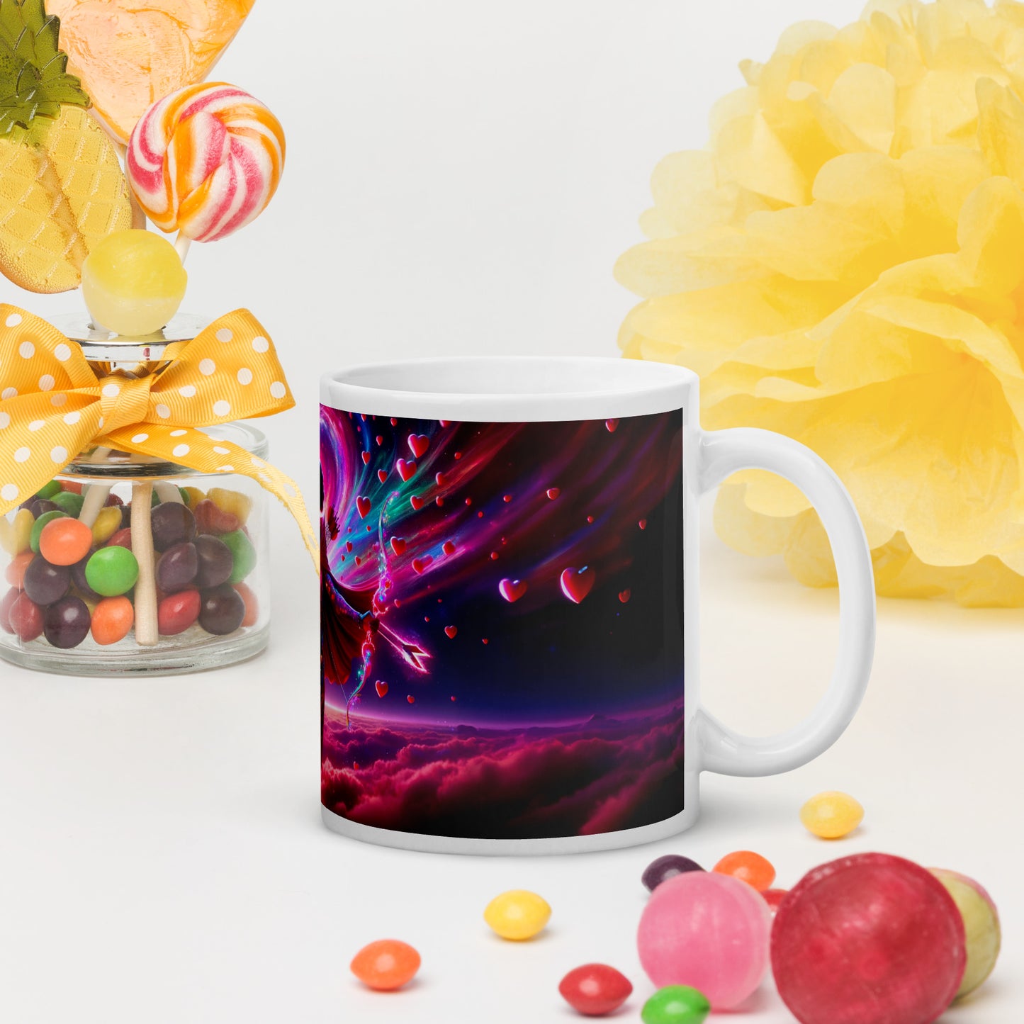 Heartstring Archer - Cosmic Love Cupid Coffee Mug - v8 - 11oz