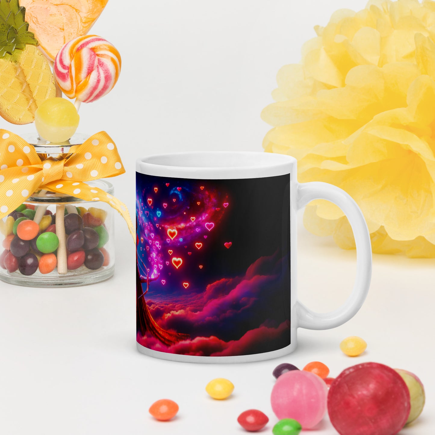 Heartstring Archer - Cosmic Love Cupid Coffee Mug - v9 - 11oz